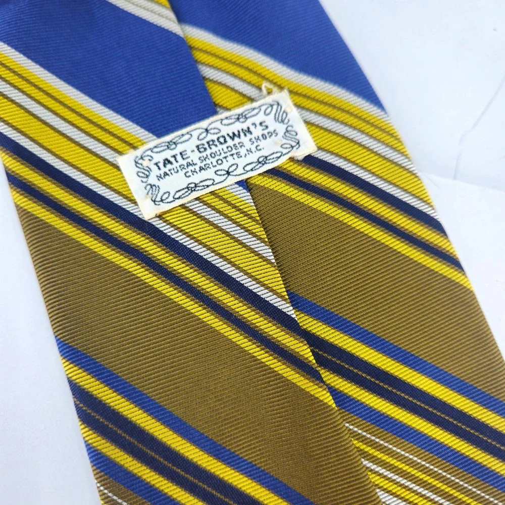 Vintage 1970s MCM Tate Browns Mens Striped Blue Gold 4